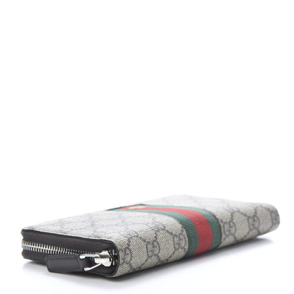 Gucci GG Supreme Monogram Web Bee Zip Around Wallet Beige Cocoa 4 of 9