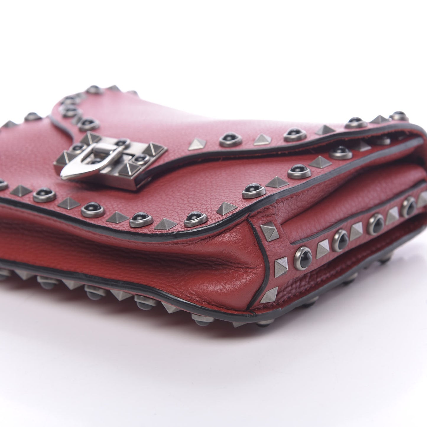 Stampa Alce Calfskin Guitar Strap Rockstud Rolling Shoulder Flap Messenger Bag Rubin