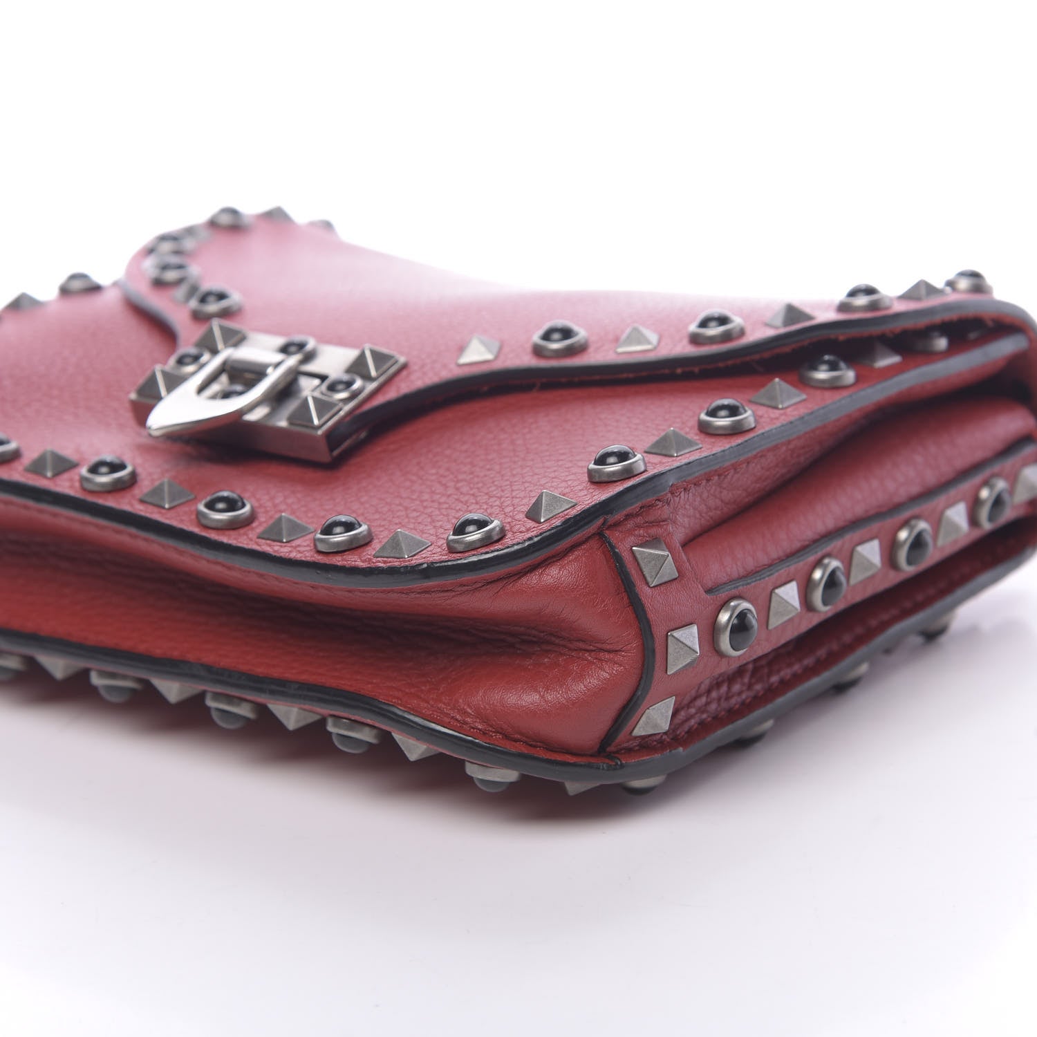 Valentino Garavani Stampa Alce Calfskin Guitar Strap Rockstud Rolling Shoulder Flap Messenger Bag Rubin 8 of 9