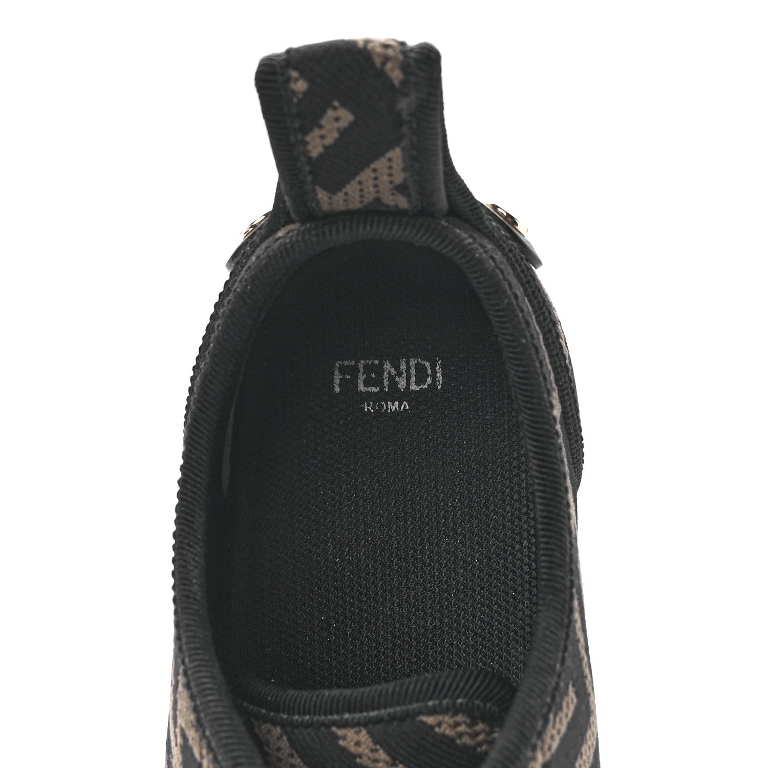 Fendi Fabric FF Micro-Perforated Rise Low Top Sneakers 36 Tobacco Black 7 of 8