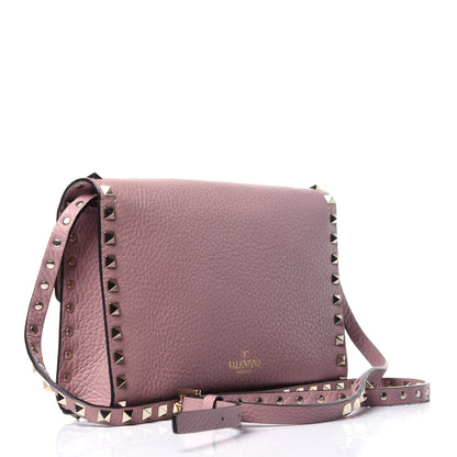 Valentino Garavani Pebbled Calfskin Medium Rockstud Flip Lock Crossbody Bag Water Rose 3 of 9