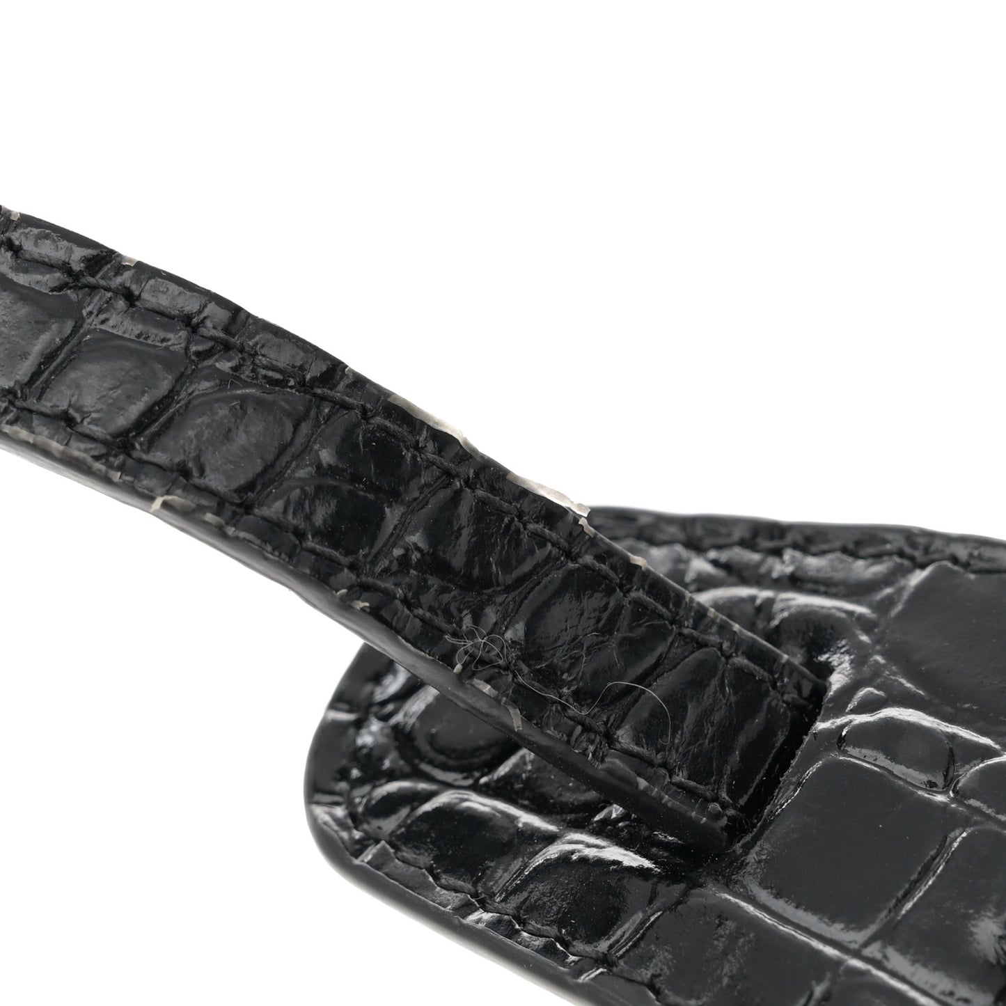 Shiny Supple Calfskin Crocodile Embossed Neo Classic Gold Hardware Nano City Crossbody Black