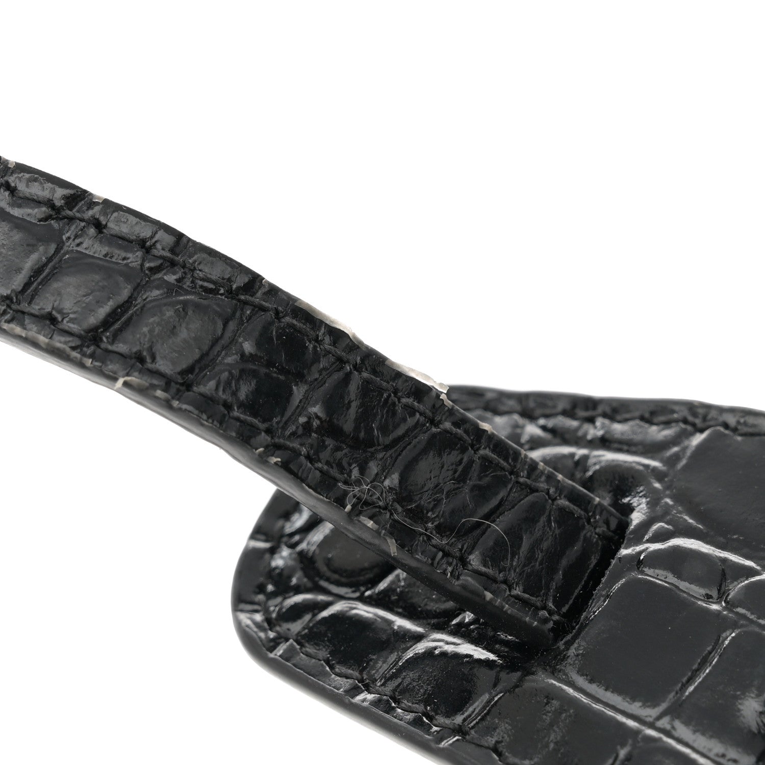 Balenciaga Shiny Supple Calfskin Crocodile Embossed Neo Classic Gold Hardware Nano City Crossbody Black 10 of 11