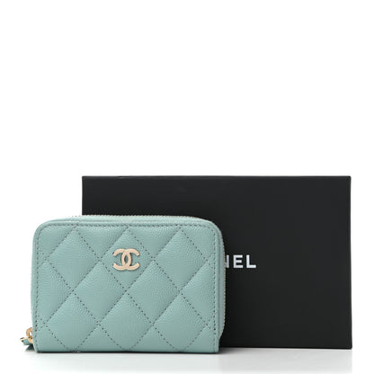 Chanel Caviar Quilted Zip Coin Purse Light Blue 8 of 8