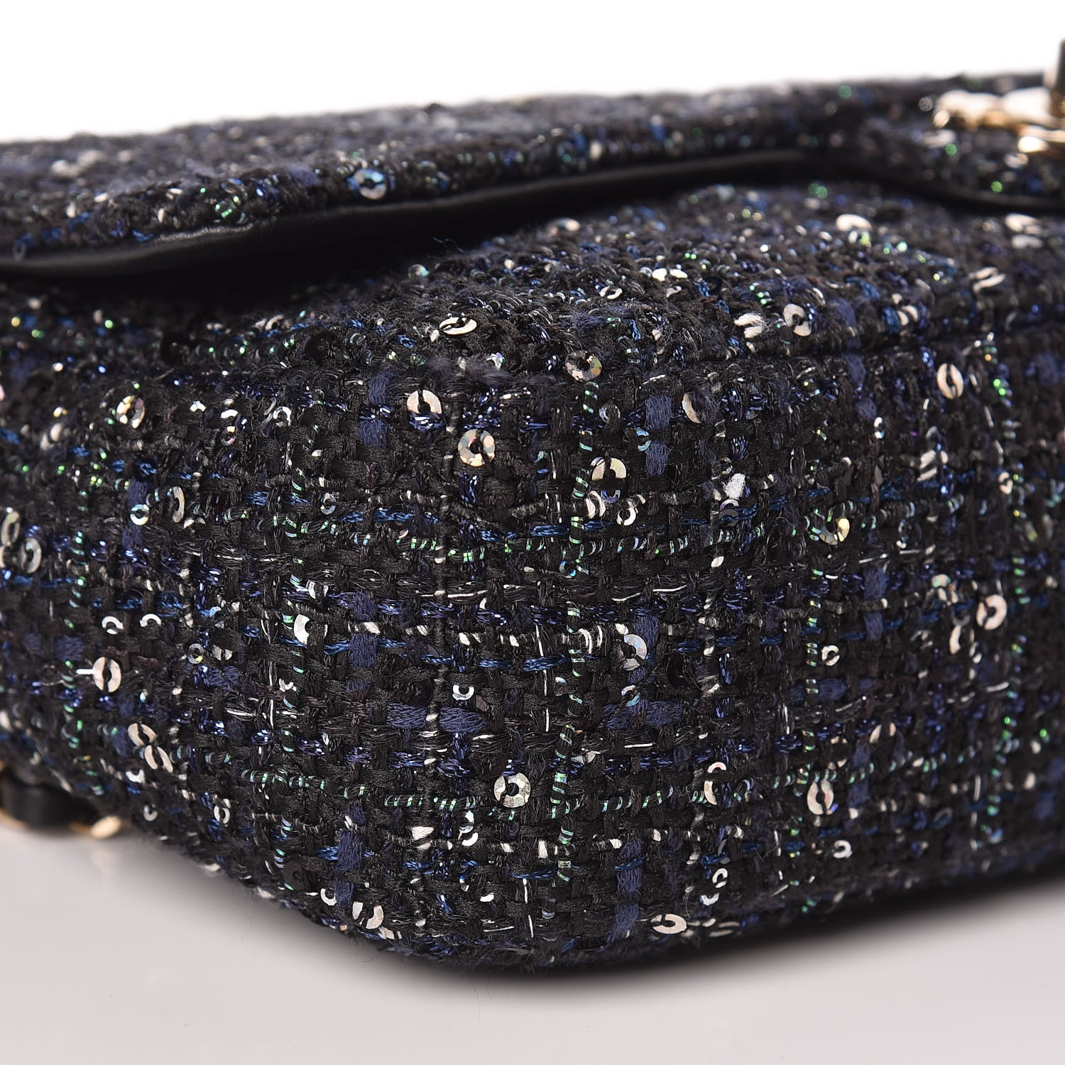 Chanel Tweed Medium Pearl Handle Flap Black Ecru 9 of 10