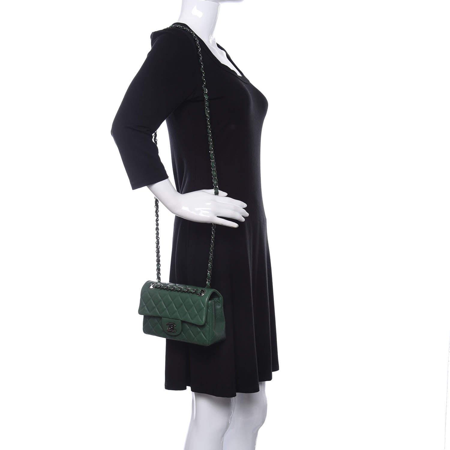 Chanel Lambskin Quilted Mini Rectangular Flap Green 2 of 14