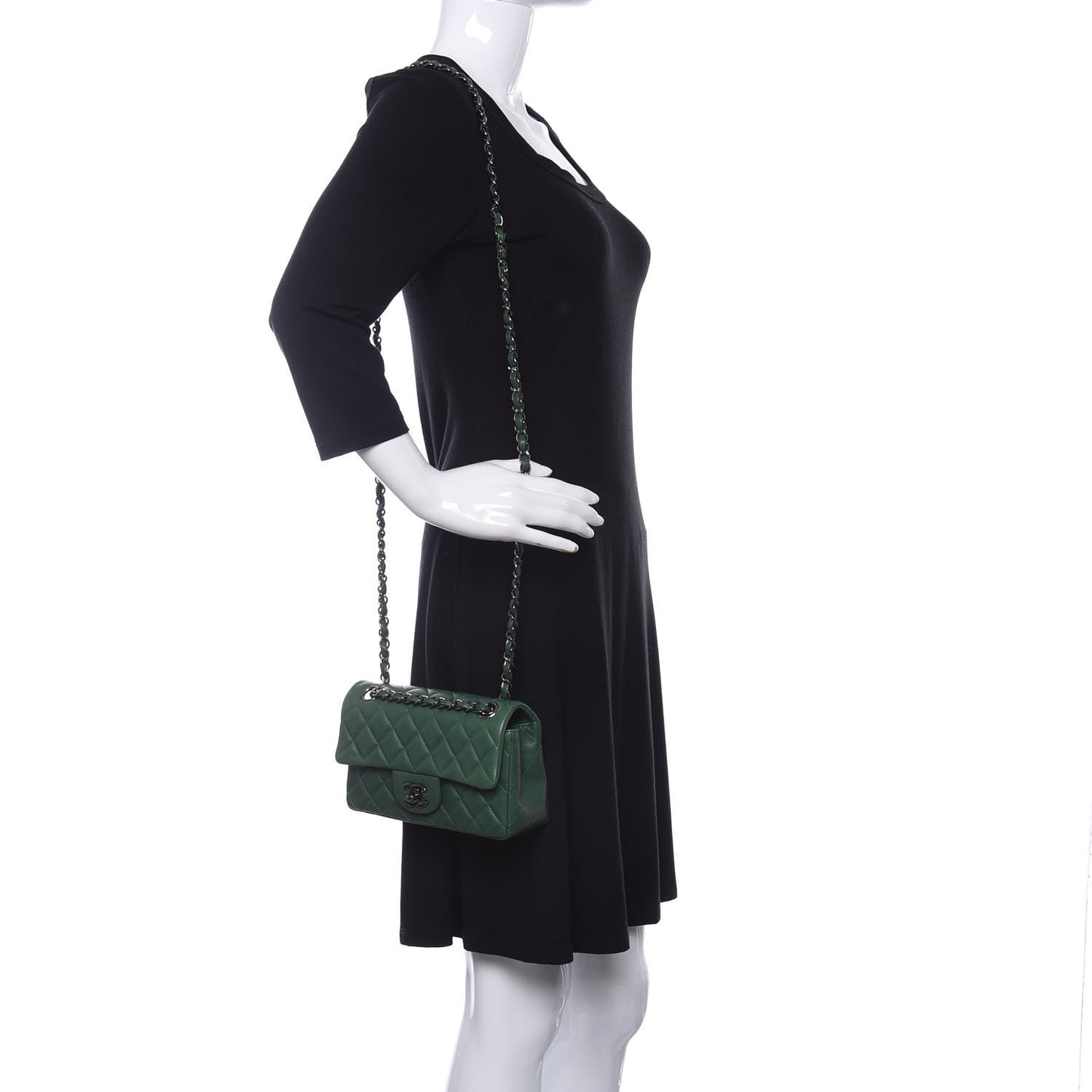 Lambskin Quilted Mini Rectangular Flap Green