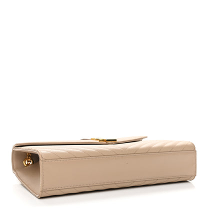 Saint Laurent Grain De Poudre Matelasse Chevron Large Monogram Satchel Dark Beige 4 of 14