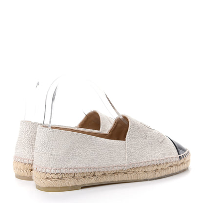 Chanel Crackled Calfskin Espadrilles 40 Beige Black 4 of 10