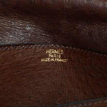 Hermes Ostrich Bearn Wallet Chocolate 6 of 9