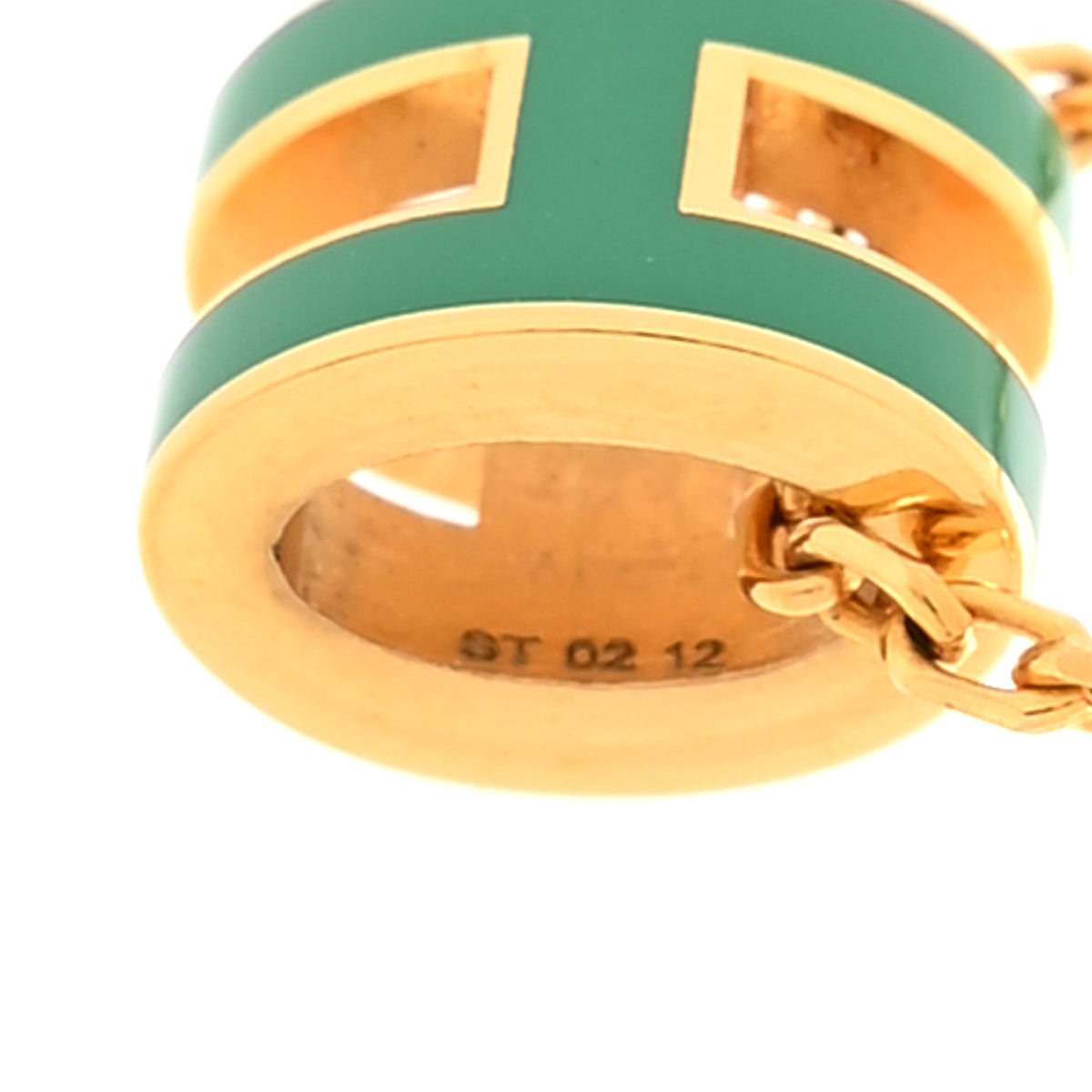Lacquered Rose Gold Mini Pop H Pendant Necklace Malachite
