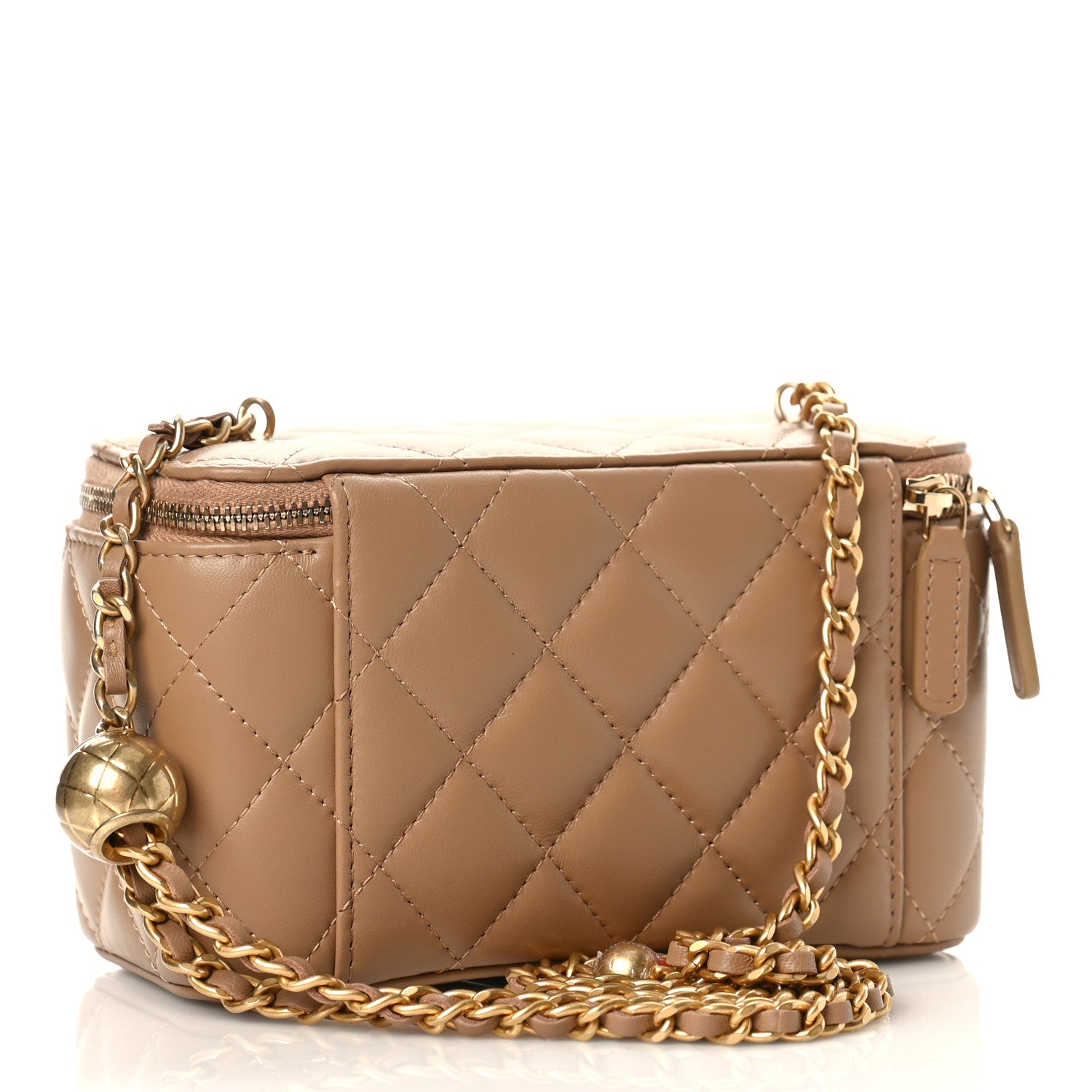 Chanel Lambskin Quilted Pearl Crush Small Vanity Case With Chain Beige 3 of 10