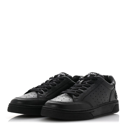 Chanel Calfskin Womens Logo Sneakers 38.5 Black 4 of 10
