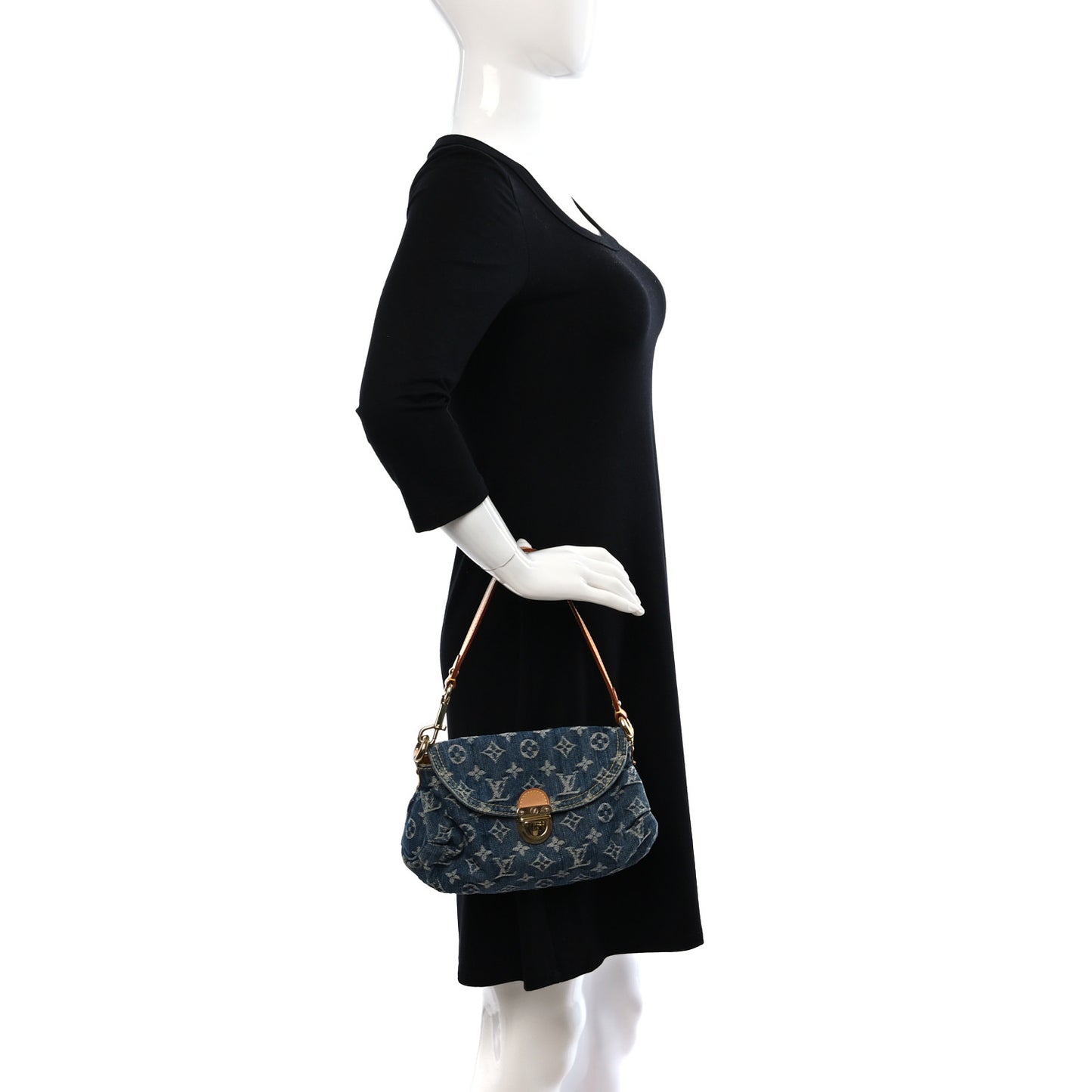 Monogram Denim Mini Pleaty Blue