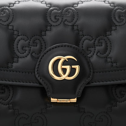 Gucci Calfskin GG Matelasse Small Flap Shoulder Bag Black Natural 8 of 10