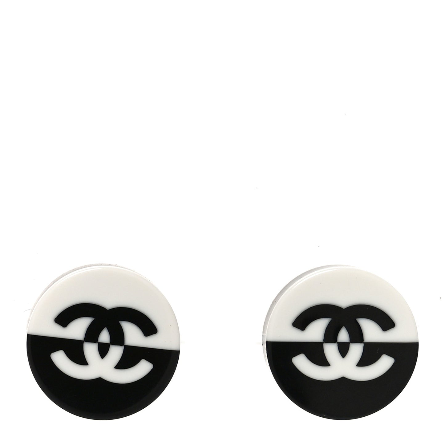 Resin CC Round Earrings White Black