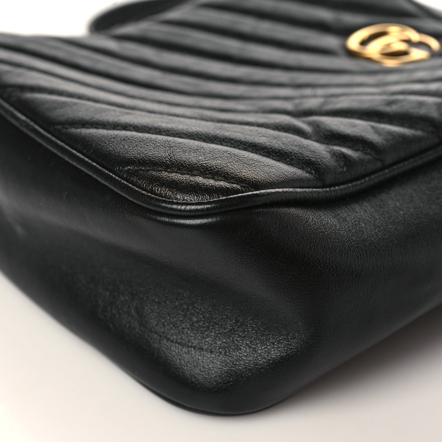 Azalea Calfskin Matelasse Diagonal Tall GG Marmont Crossbody Bag Black