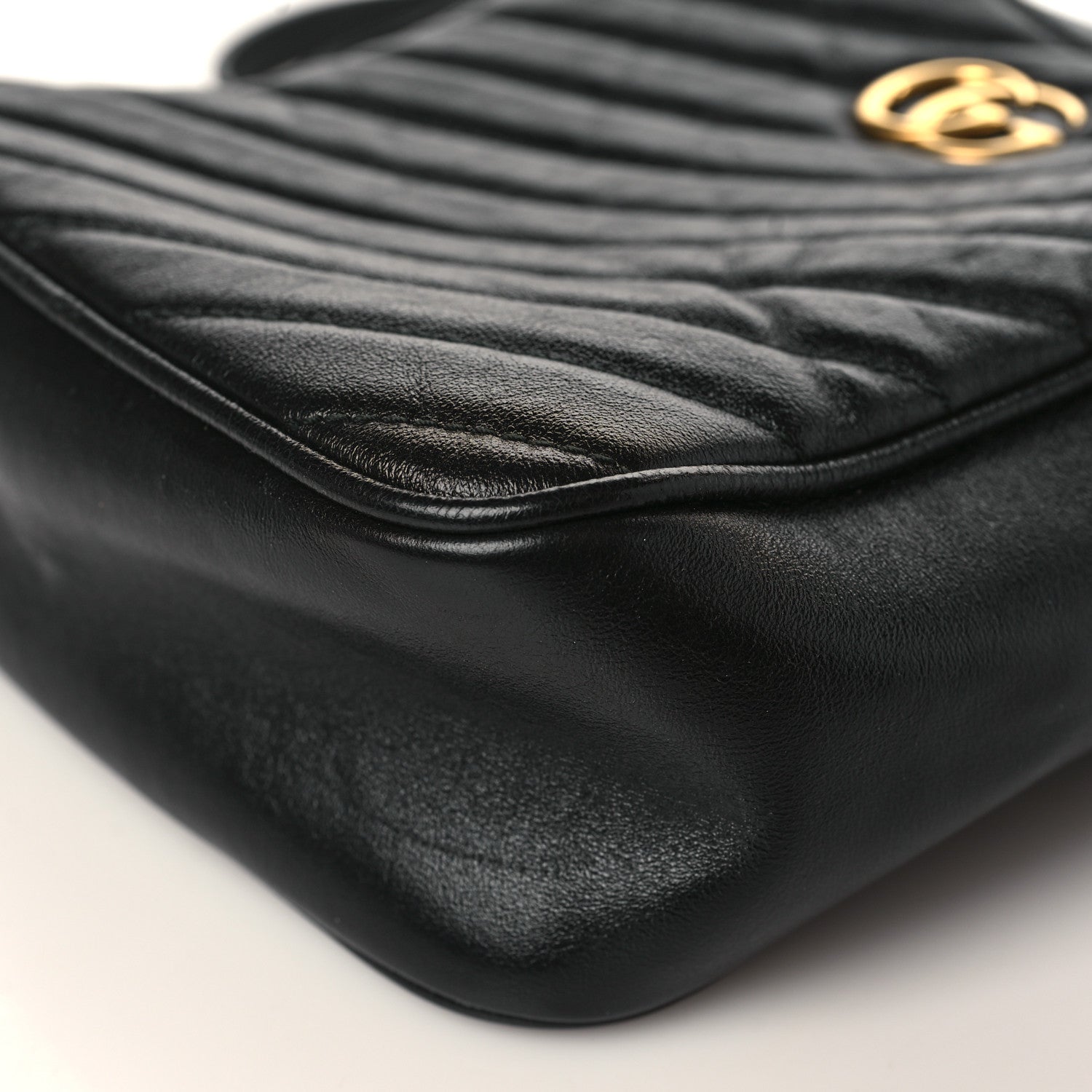 Gucci Azalea Calfskin Matelasse Diagonal Tall GG Marmont Crossbody Bag Black 10 of 10