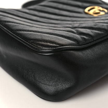 Gucci Azalea Calfskin Matelasse Diagonal Tall GG Marmont Crossbody Bag Black 10 of 10