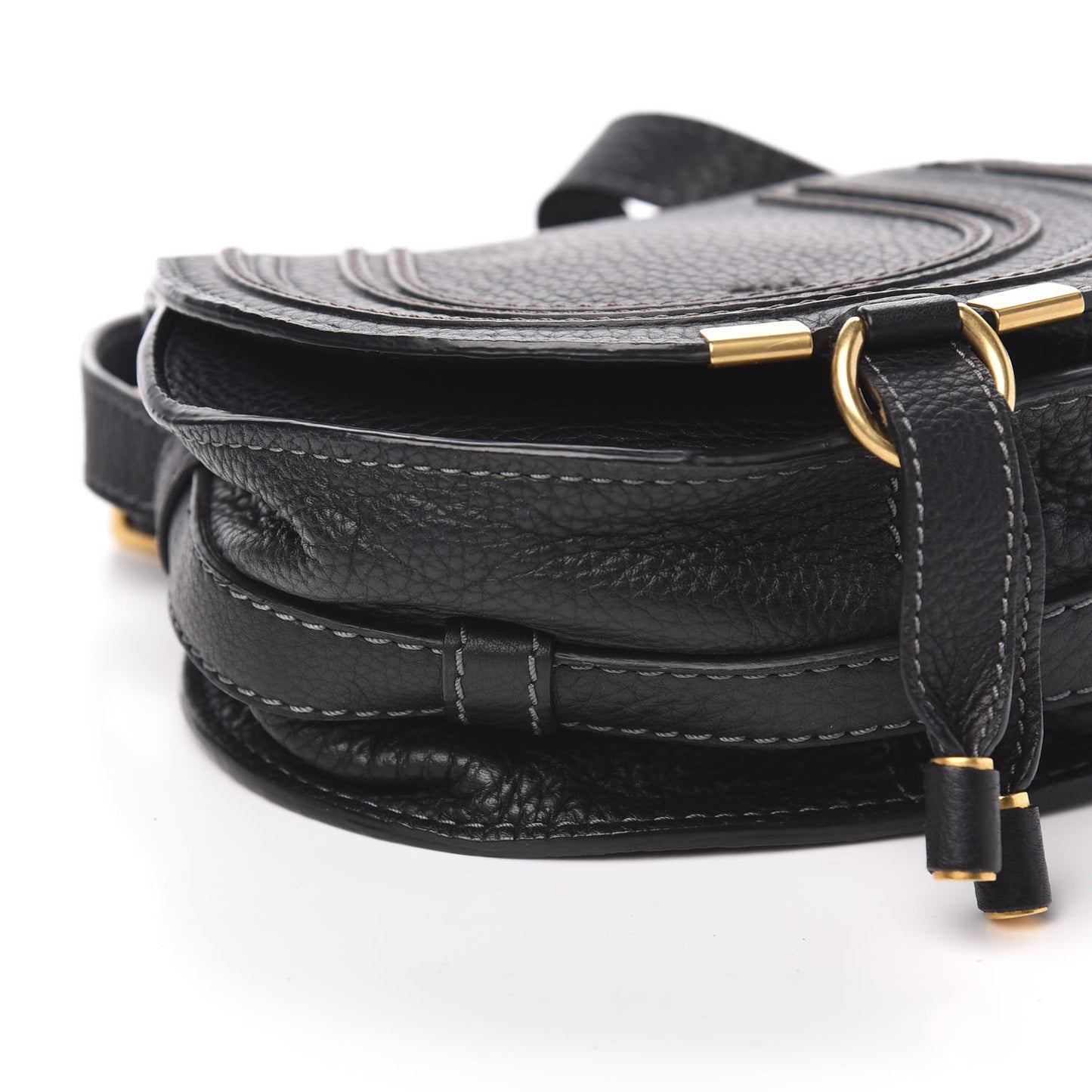 Calfskin Mini Marcie Round Crossbody Bag Black