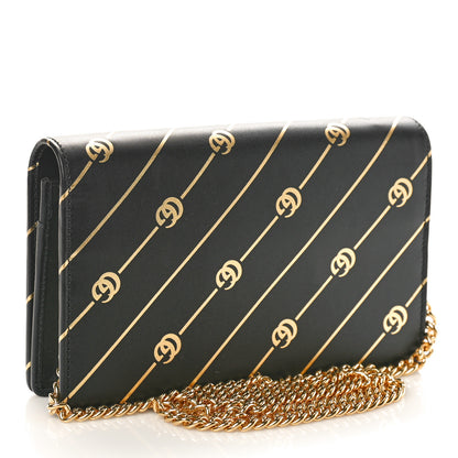 Gucci Calfskin Diagonal GG Mini Chain Wallet Black Gold 3 of 10