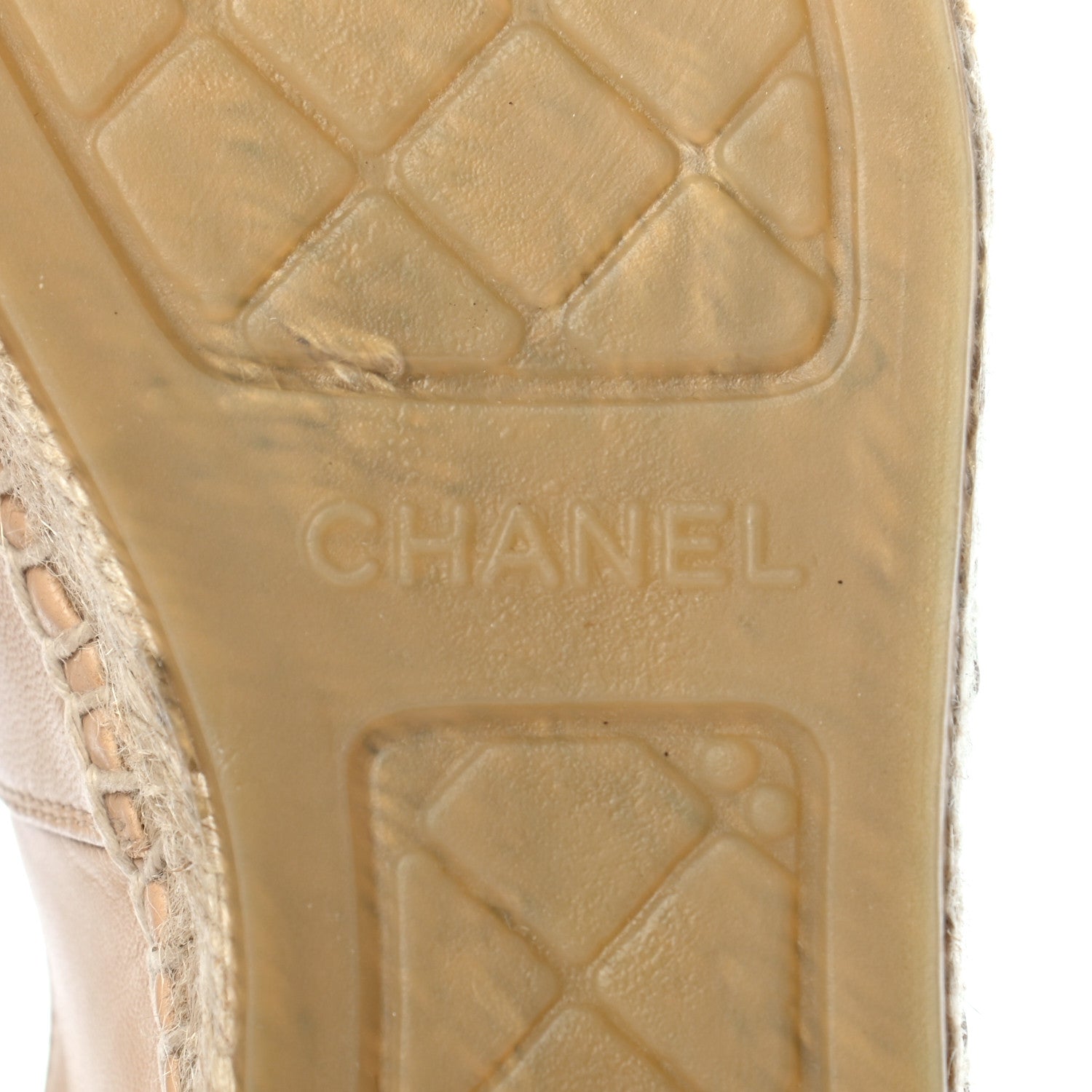 Chanel Lambskin CC Espadrilles 37 Beige Black 6 of 7