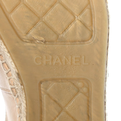 Chanel Lambskin CC Espadrilles 37 Beige Black 6 of 7