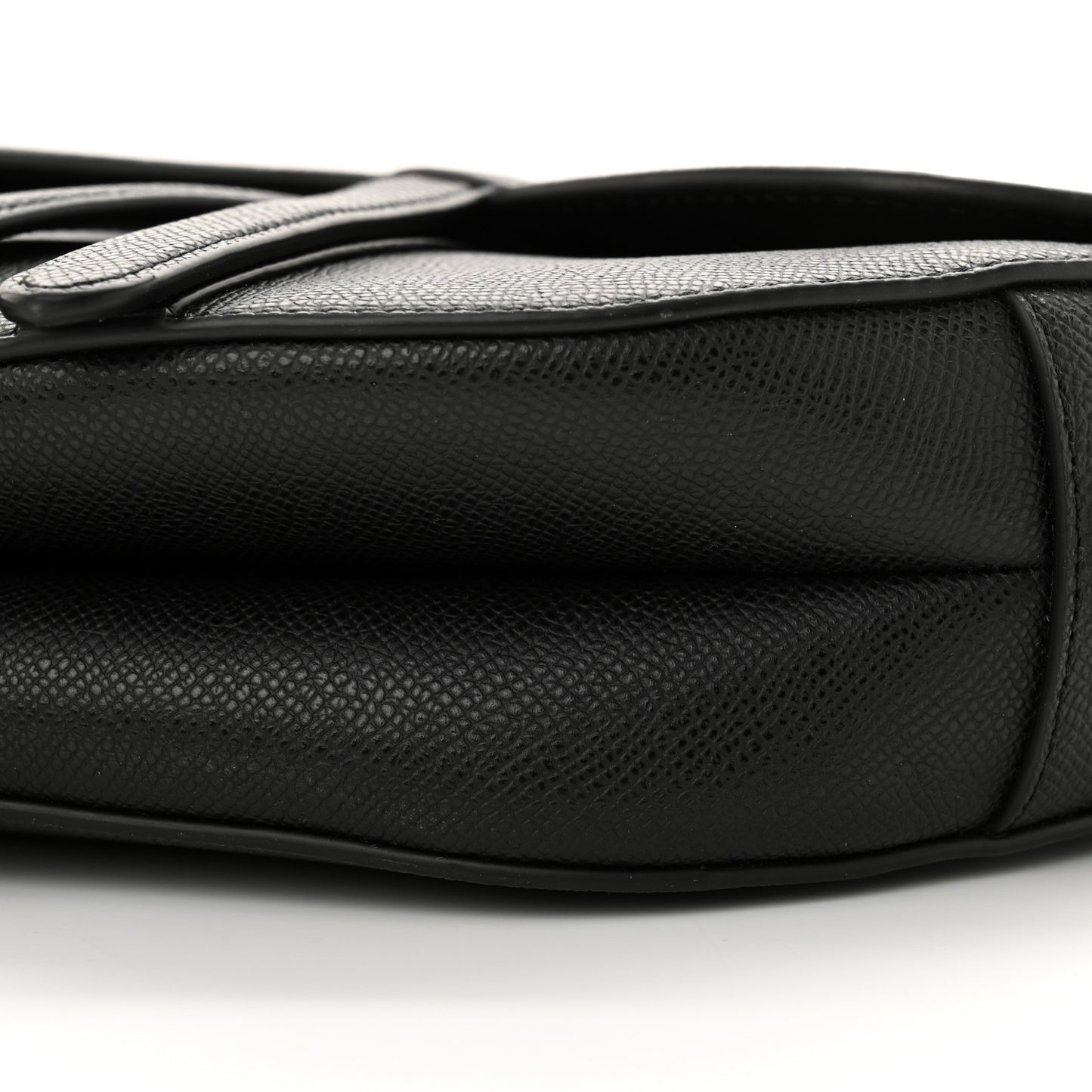 Grained Calfskin Saddle Bag With Strap Black