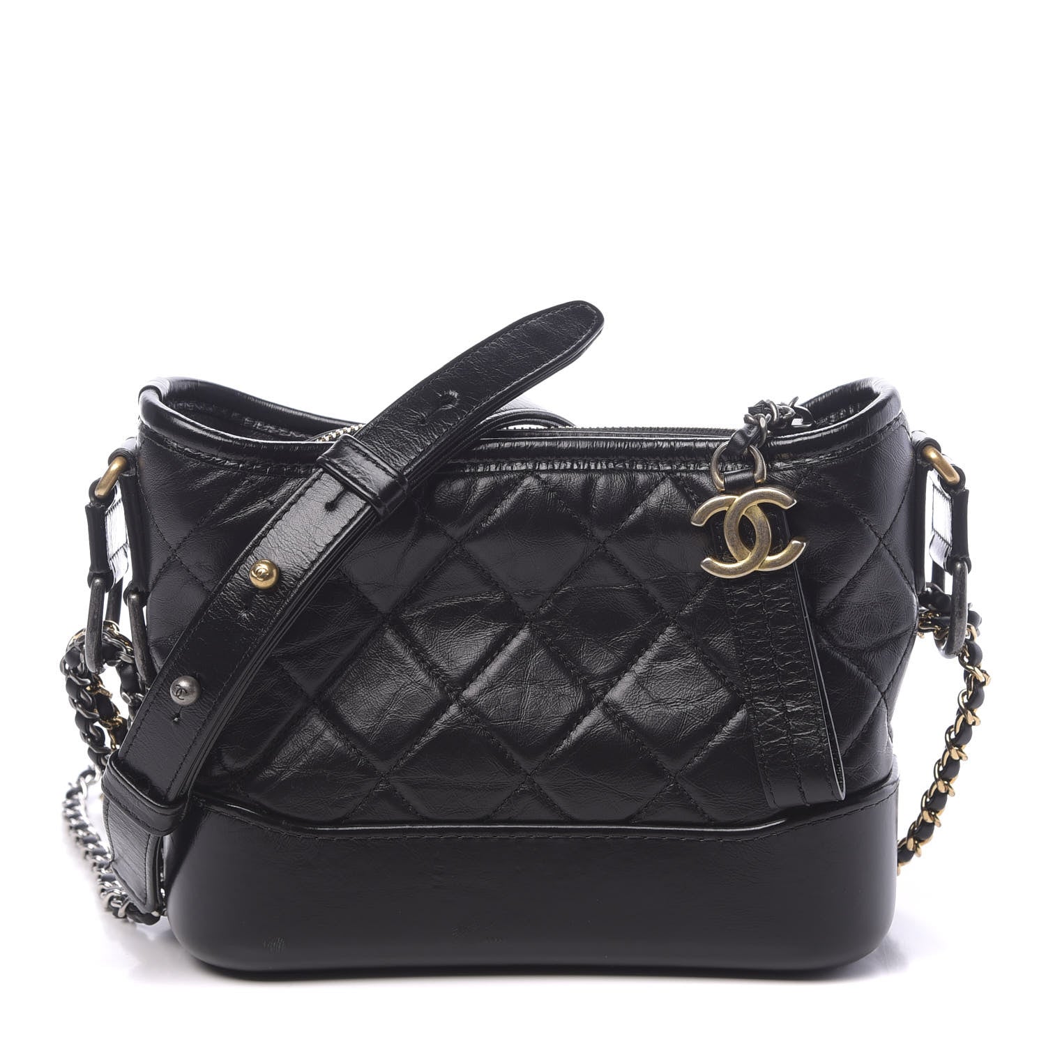 Chanel Aged Calfskin Quilted Small Gabrielle Hobo Black 1 of 12