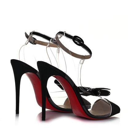 Christian Louboutin Satin Patent PVC Naked Bow 100 Pumps 38 Black 4 of 9