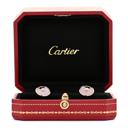 Cartier 18K Pink Gold Diamond Pink Opal Amulette de Cartier Earrings 7 of 7