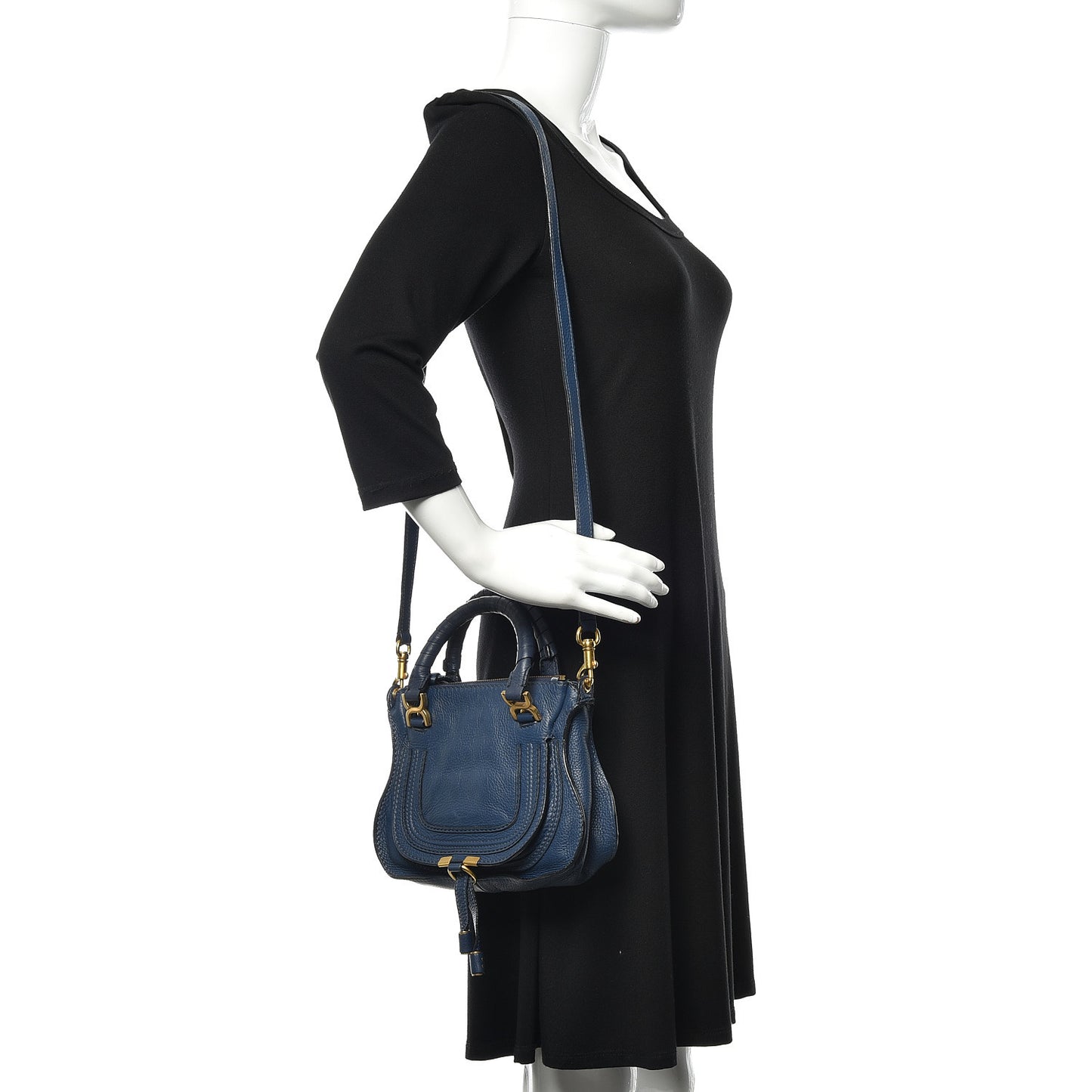 Calfskin Baby Marcie Satchel Royal Navy