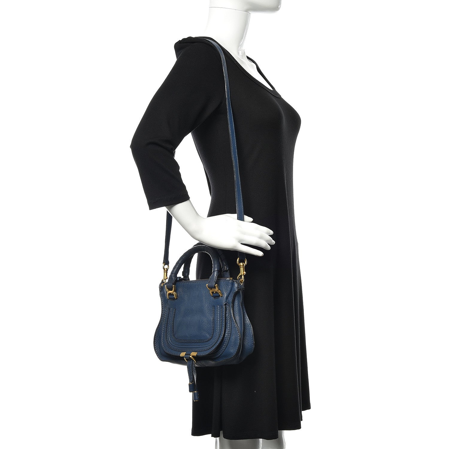 Chloe Calfskin Baby Marcie Satchel Royal Navy 2 of 12