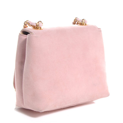 Chanel Suede Camellia Mini Flap Pink 3 of 16