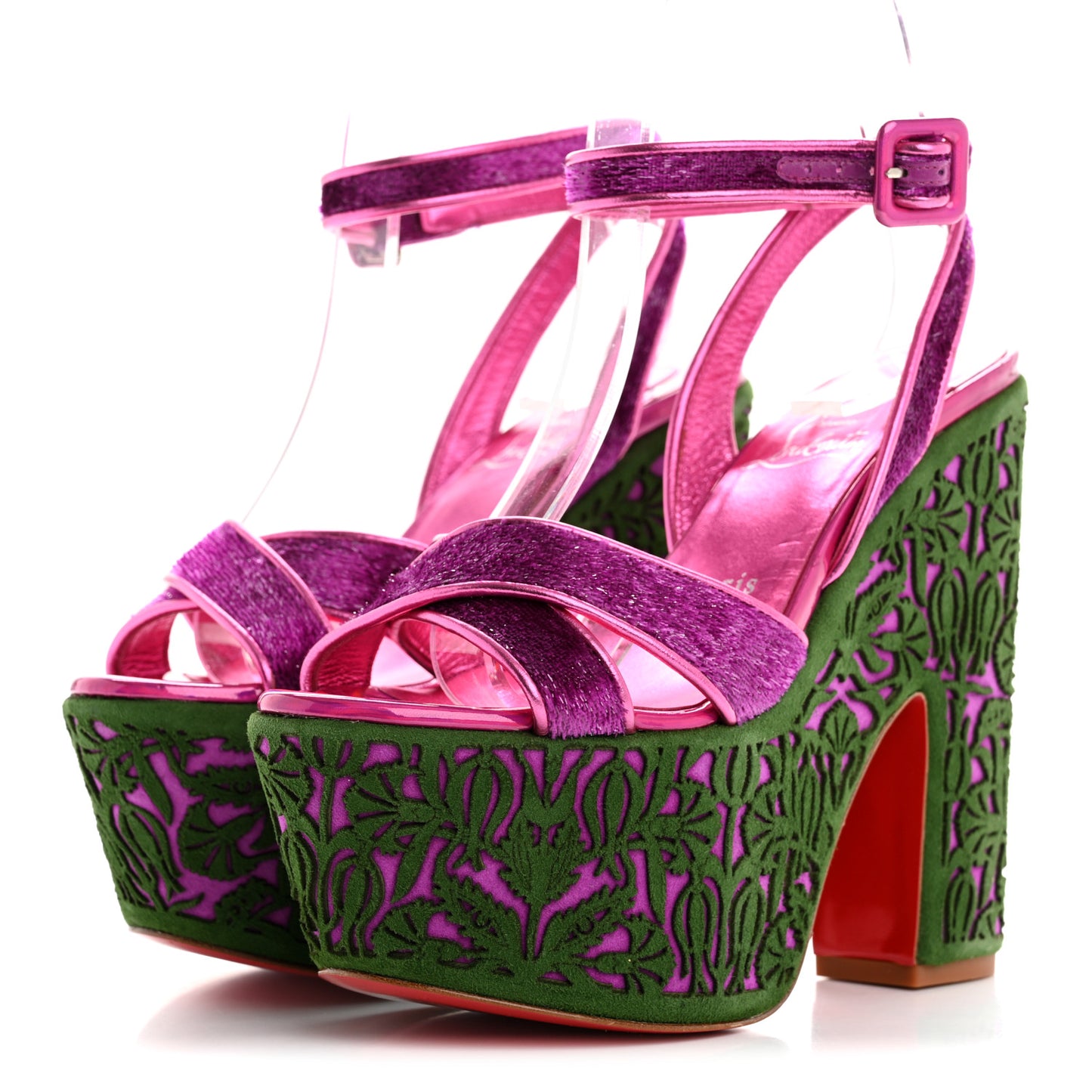 Suede Loubi Mystery Superyaz 160 Platform Sandals 37 Purple