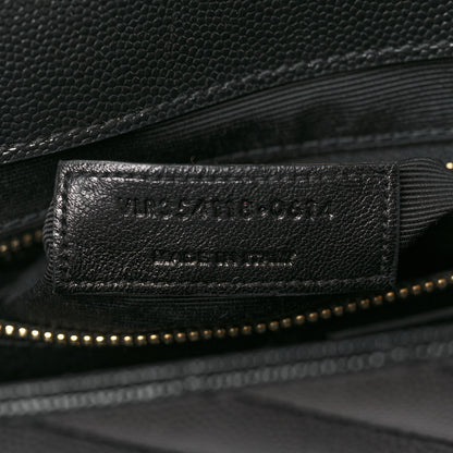 Saint Laurent Grain De Poudre Matelasse Chevron Large Monogram Satchel Black 7 of 9