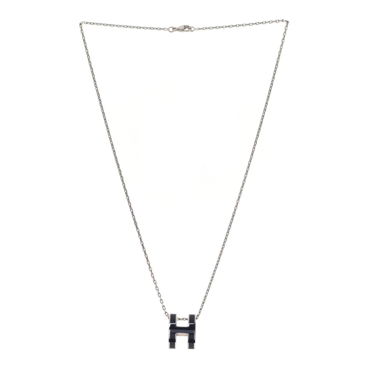 Lacquered Palladium Pop H Pendant Necklace Bleu Abysse