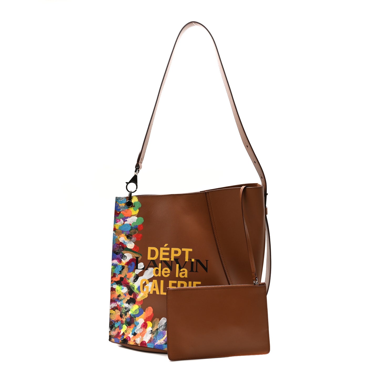 X Gallery Dept. Calfskin Medium Hook Bag Camel Multicolor