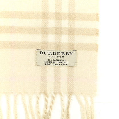 Burberry Cashmere Classic Check Fringe Scarf Beige 3 of 3
