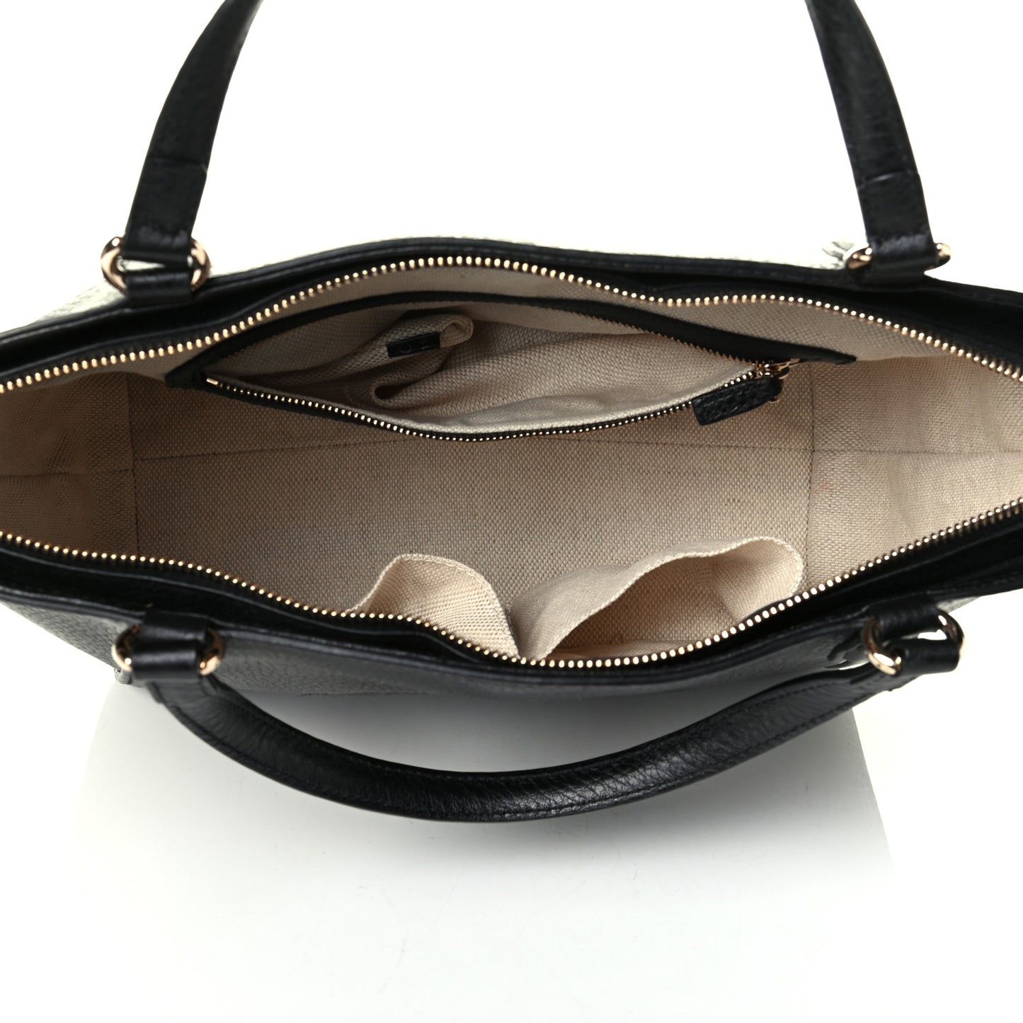 Pebbled Calfskin Small Soho Top Handle Bag Black