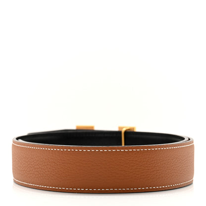 Hermes Box Togo 32mm Guilloche H Belt 75 30 Black Gold 4 of 12