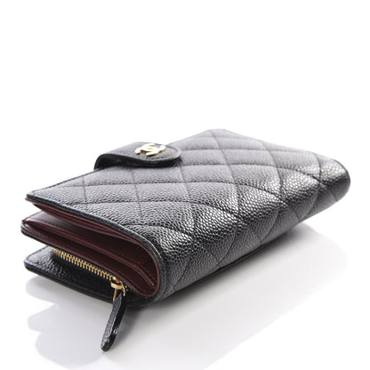 Chanel Caviar Quilted Zipped Pocket Wallet Black 3 of 12