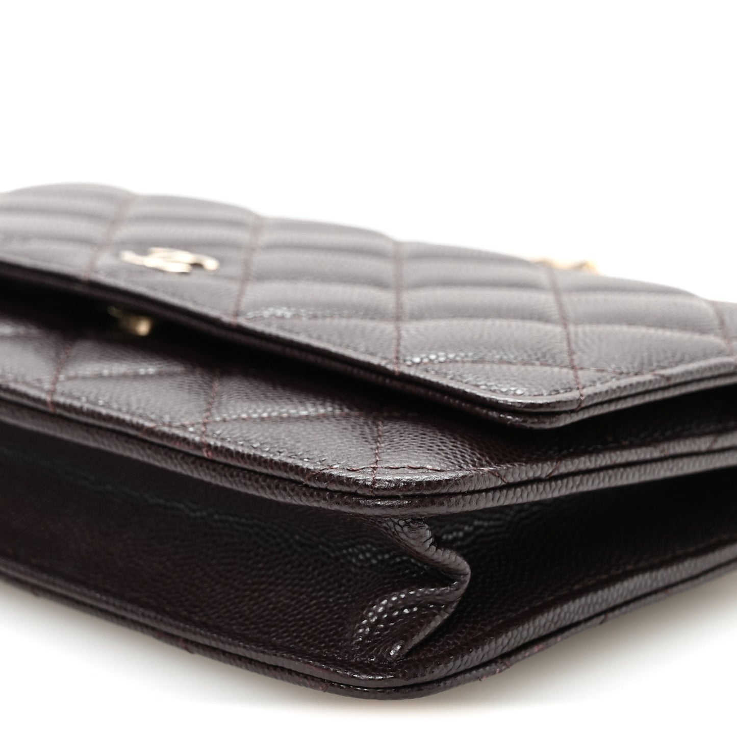 Caviar Quilted Wallet on Chain WOC Dark Brown