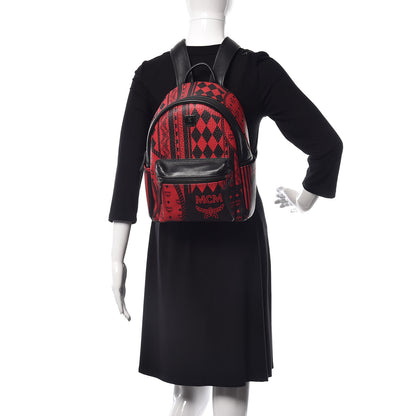 MCM Visetos Baroque Print Small Stark Backpack Black Red 2 of 10