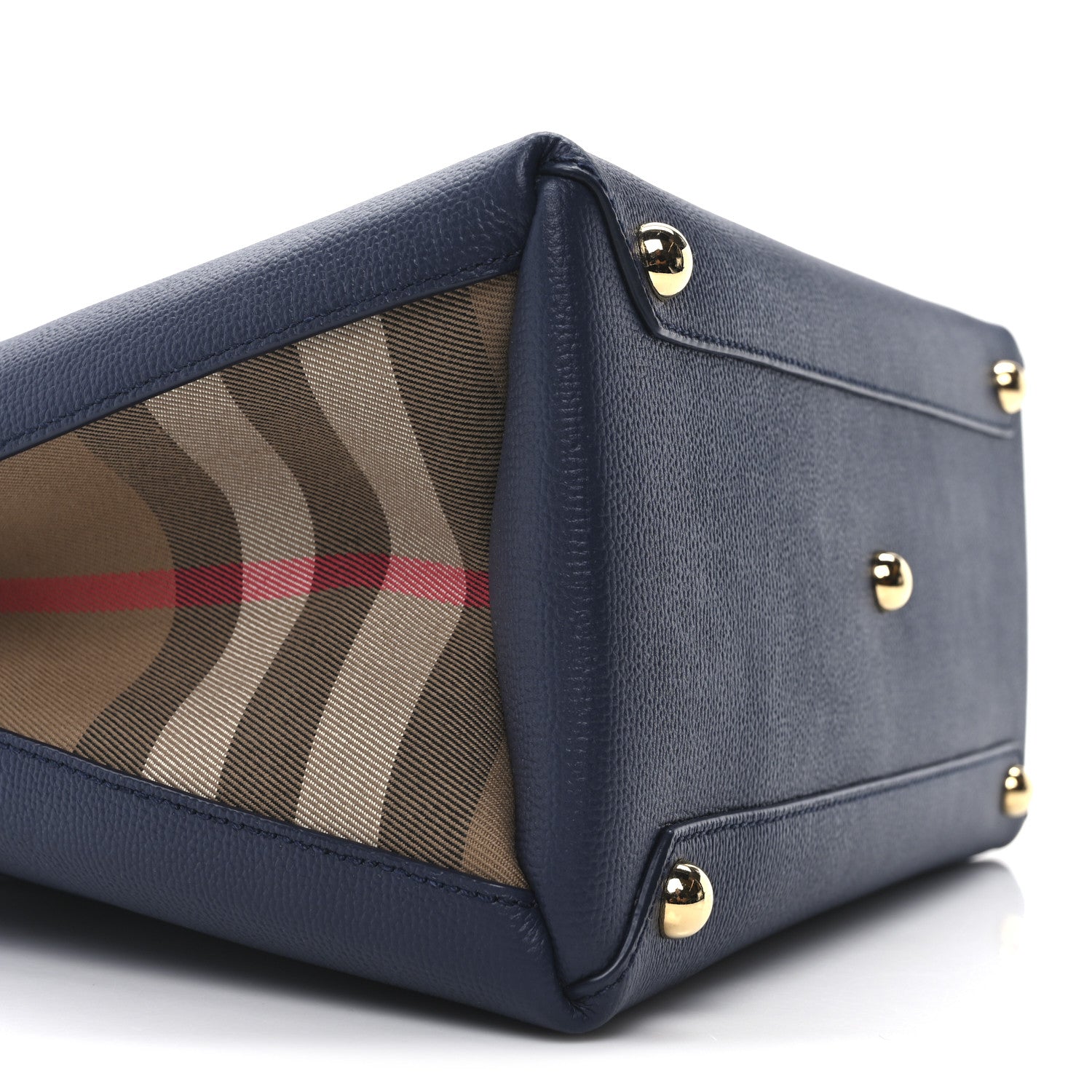 Burberry Derby Calfskin House Check Medium Banner Tote Ink Blue 9 of 10