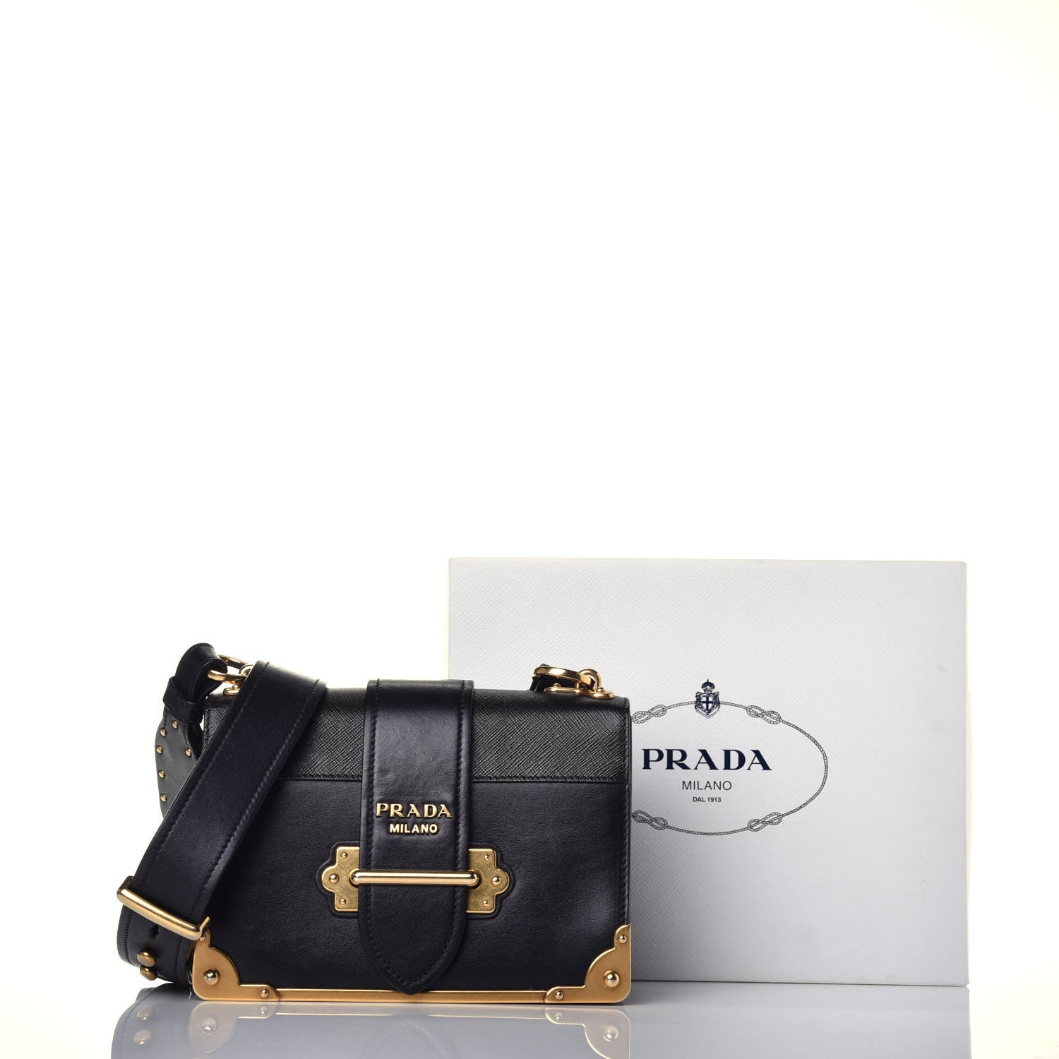 Prada City Calf Saffiano Cahier Bag Black 9 of 9