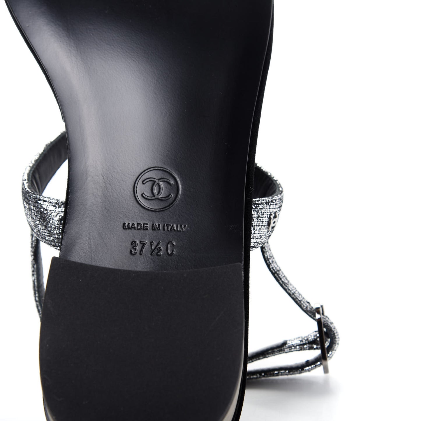 Metallized Goatskin Pearl CC Thong Sandals 37.5 Silver