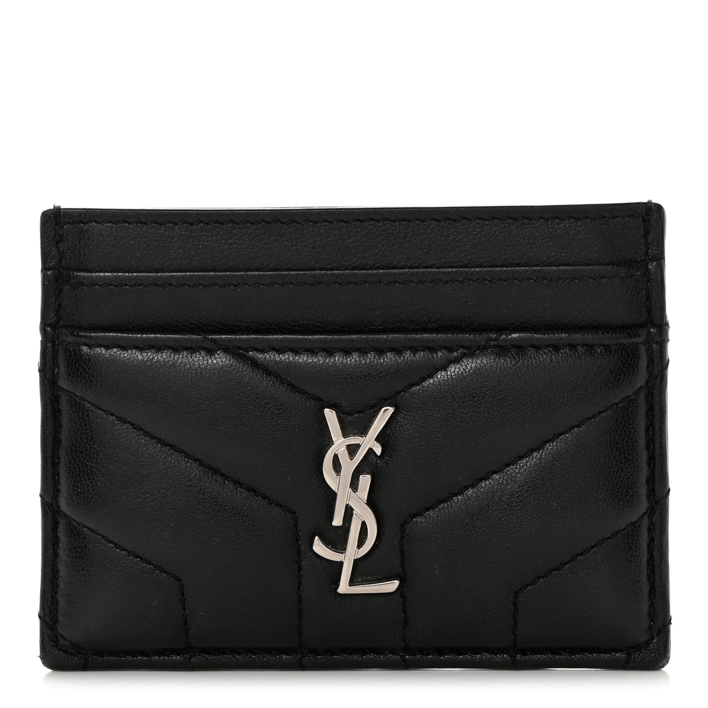 Calfskin Y Quilted Monogram LouLou Credit Card Case Black
