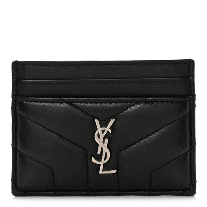 Saint Laurent Calfskin Y Quilted Monogram LouLou Credit Card Case Black 1 of 15