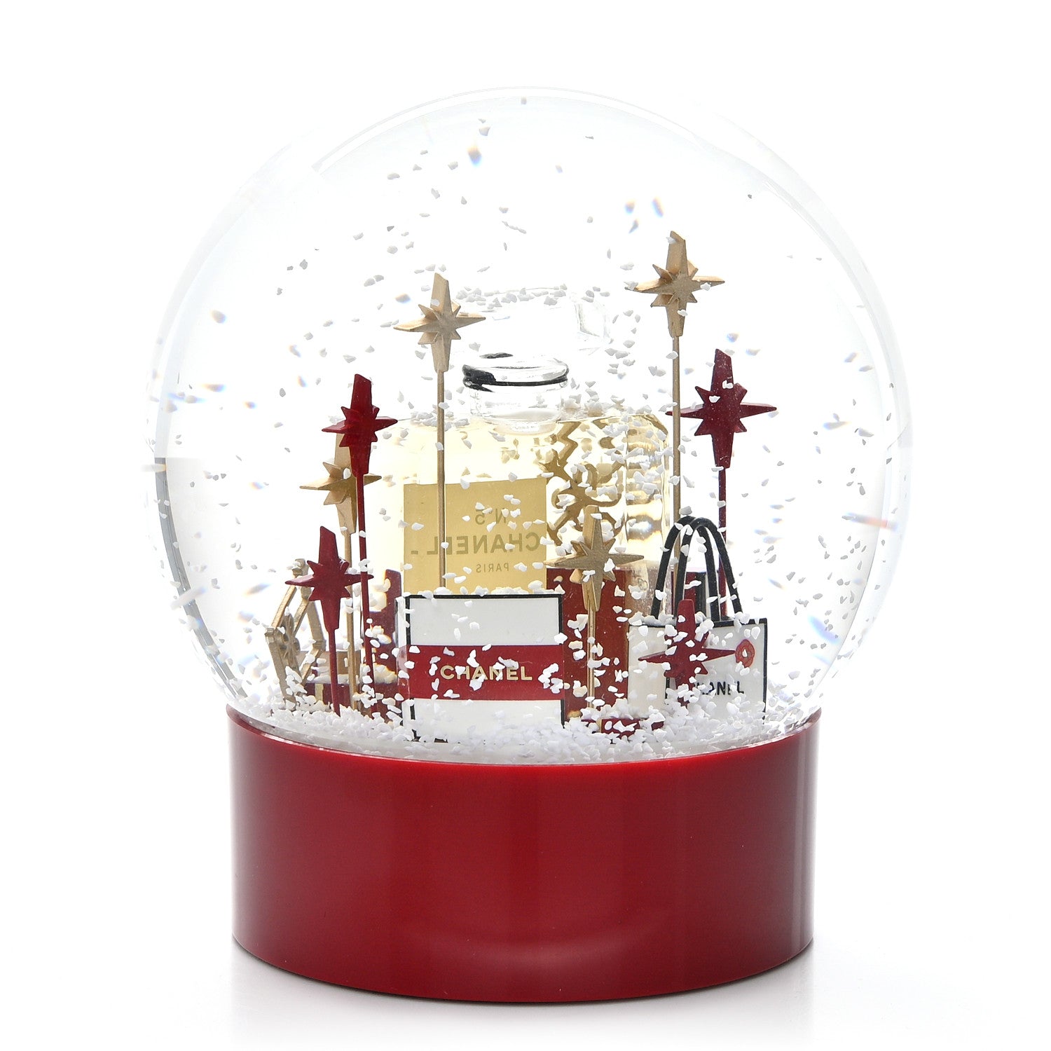 Chanel Glass N°5 Perfume Bottle Snow Globe Red 3 of 8